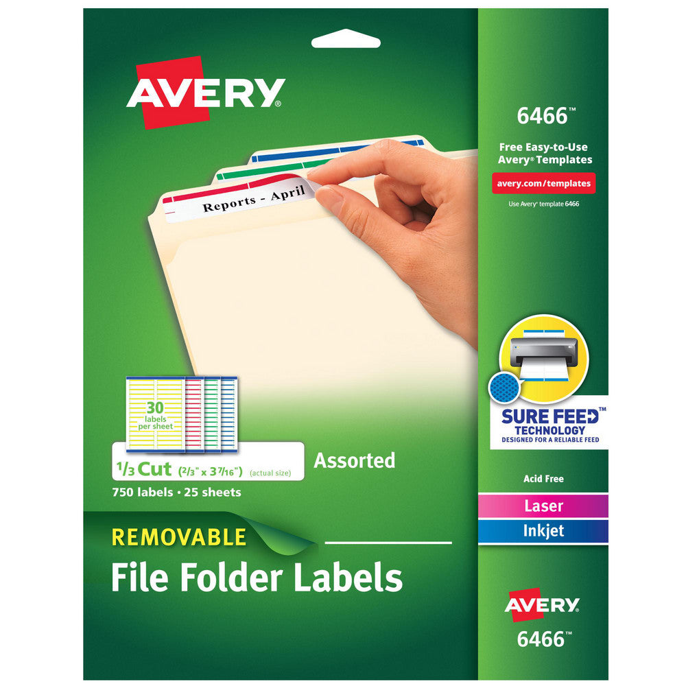 Label Maker Label: Assorted Color, Paper, 3-7/16" OAL, 21/32" OAW, 750 per Roll