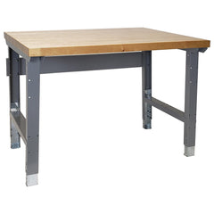 Height Adjustable Table: 60" Wide, 36" Deep, 32-1/4 to 44-1/4" High, Painted, Hardwood Top, Steel Base, Silver