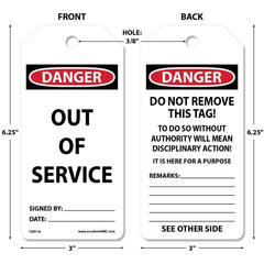 Accident Prevention Tag: Rectangle, 6-1/4" High, Synthetic Paper, "DANGER"