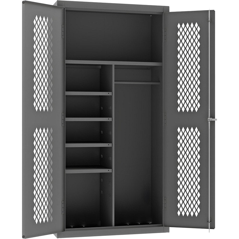 Steel Janitorial, Shelf & Ventilated Storage Cabinet: 36-1/8" Wide, 72" High