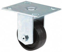 Rigid Top Plate Caster: Soft Rubber, 3" Wheel Dia, 1" Wheel Width, 100 lb Capacity, 3-3/4" OAH