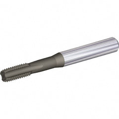 Straight Flute Tap: 3/8-16 UNC, 4 Flute, Bottoming Chamfer, 3BX Class of Fit, Solid Carbide, AlCrN Finish