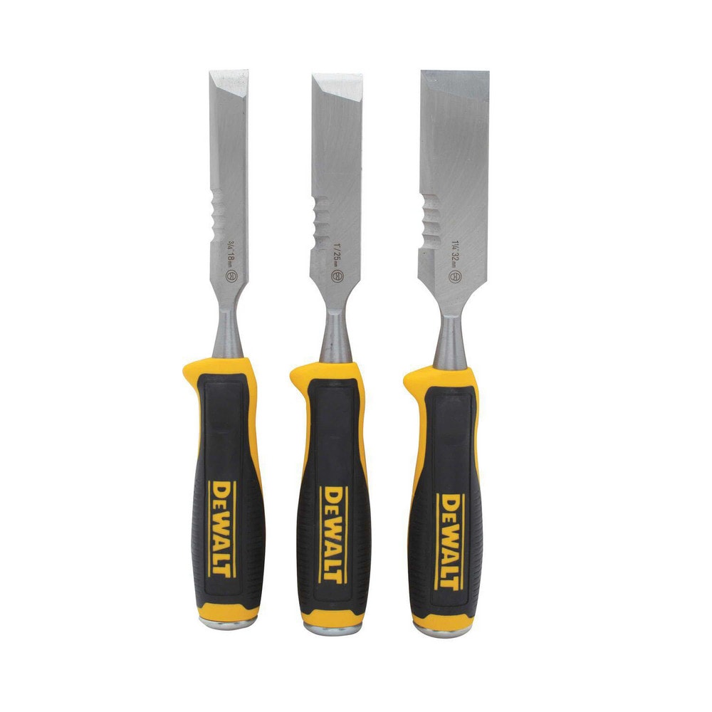 Wood Chisel Set: 3 Pc, 3/4 in, 1 in, 1-1/4 in