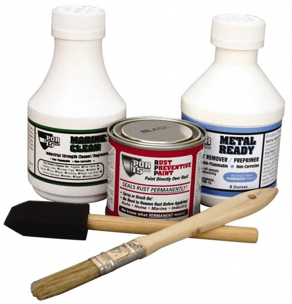 Automotive Fuel System & Restoration Kits; Type: Super Starter Kit; Contents: (1) 4 oz. Black POR-15 Rust Preventive Paint, (1) 8 oz. Marine Clean&trade;, (1) Pair Gloves, (1) 8 oz. Metal Ready&trade;, (2) Brushes; Number Of Pieces: 6