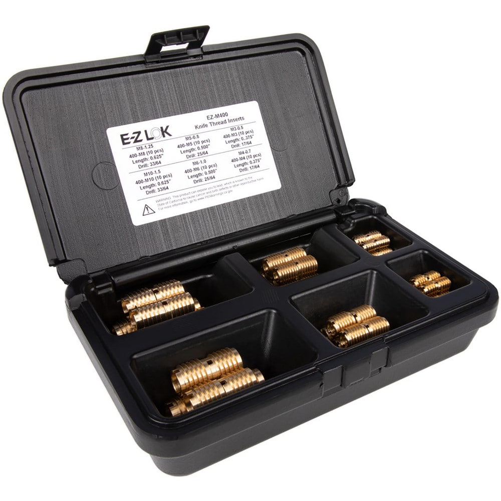 Thread Repair Kits; Kit Type: Threaded Insert; Insert Thread Size (mm): M4x0.7, M6x1, M8x1.25, M5x0.8, M3x0.5; Includes Drill: No; Includes Tap: No; Includes Installation Tool: No; Includes Tang Removal Tool: No