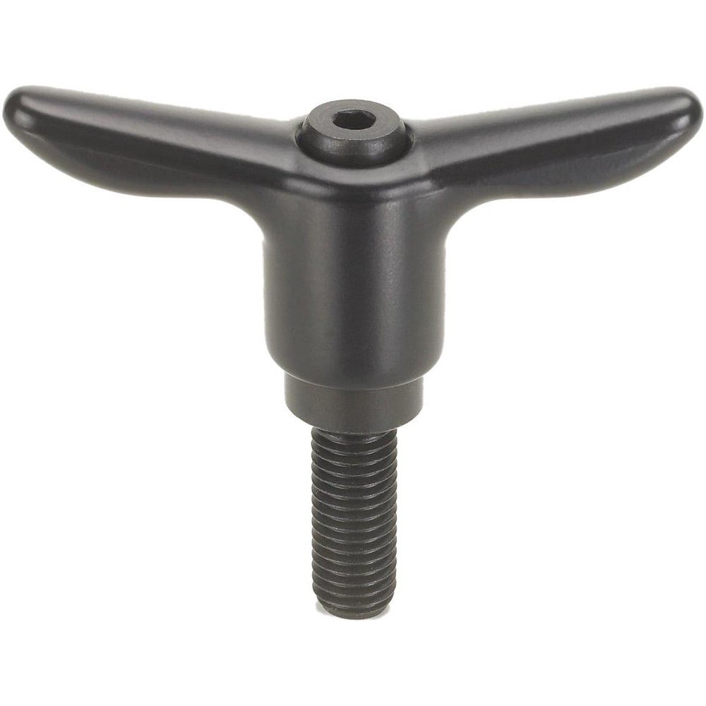 Adjustable Clamping Handle: T-Handle, 1/4-20 Thread, Fiberglass-Reinforced Nylon Handle, 0.5300" Hub Dia, Black