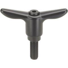 Adjustable Clamping Handle: T-Handle, 3/8-16 Thread, Die Cast Zinc Handle, 0.7500" Hub Dia, Black