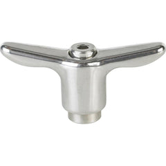 Adjustable Clamping Handle: T-Handle, M12x1.75 Thread, Stainless Steel Handle, 19.00 mm Hub Dia, Silver