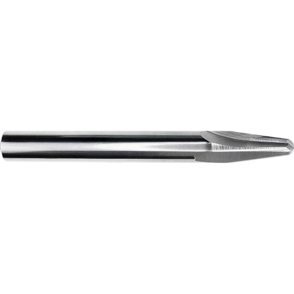 Tapered End Mill: 7 deg Angle per Side, 1/4" Small Dia, 1" LOC, 1 Flute, Corner Radius End