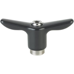 Adjustable Clamping Handle: T-Handle, 3/8-16 Thread, Die Cast Zinc Handle, 0.7500" Hub Dia, Black