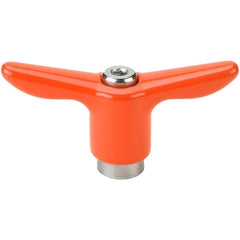 Adjustable Clamping Handle: T-Handle, 1/4-20 Thread, Die Cast Zinc Handle, 0.3900" Hub Dia, Orange