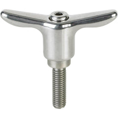 Adjustable Clamping Handle: T-Handle, M6x1 Thread, Stainless Steel Handle, 10.00 mm Hub Dia, Silver