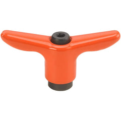 Adjustable Clamping Handle: T-Handle, M4x0.7 Thread, Die Cast Zinc Handle, 10.00 mm Hub Dia, Orange