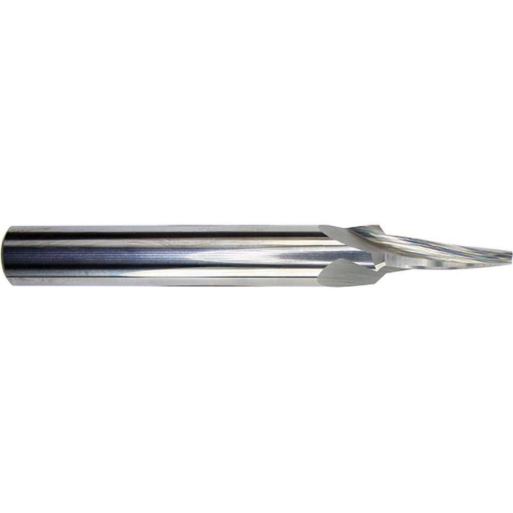 Tapered End Mill: 6 deg Angle per Side, 1/16" Small Dia, 1/2" LOC, 3 Flute, Tapered End