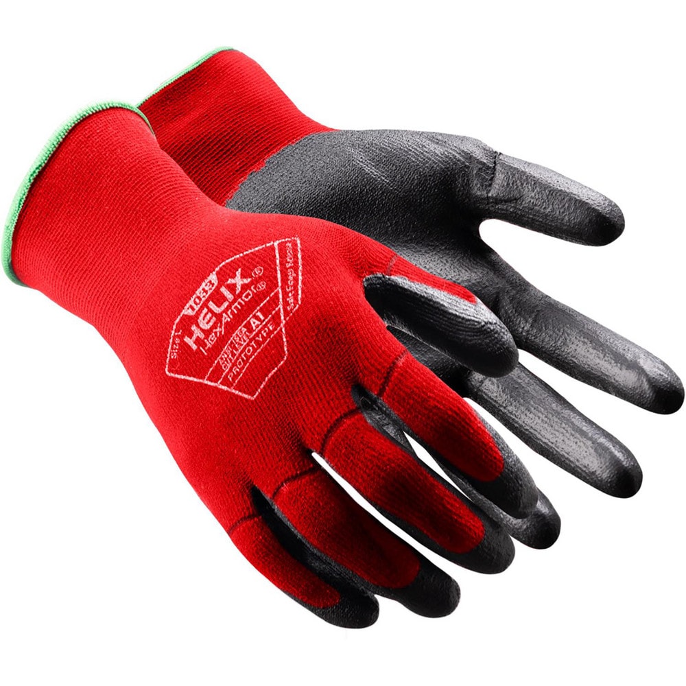 Cut, Puncture & Abrasion-Resistant Gloves: Helix 1033, Size Large, ANSI Cut A1, ANSI Puncture 2, Polyurethane, Nylon