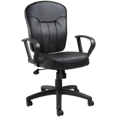 Task Chair:  PU Leather,  Adjustable Height,  Black