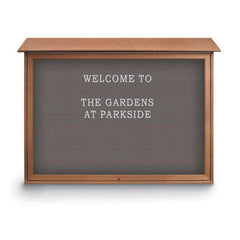 Enclosed Letter Board: 52" Wide, 40" High, Recycled Plastics, Cedar