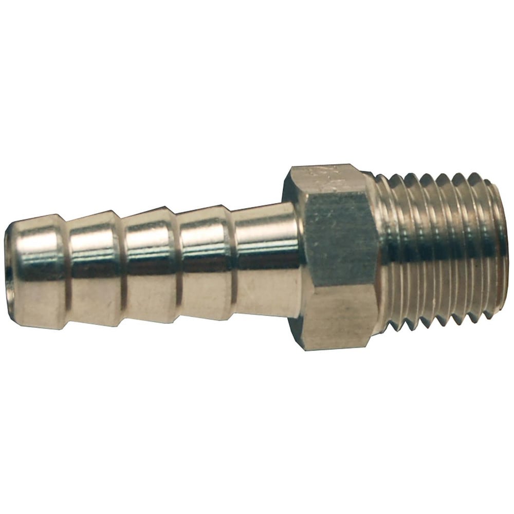 Barbed Hose Fittings; Fitting Type: Hose Barb Insert; Material: Stainless Steel; Thread Standard: MNPT; Thread Size: 1/8; End Connection: Hose Barb x Male NPT; Hose Inside Diameter (Inch): 1/4; Hose Outside Diameter: 1/4