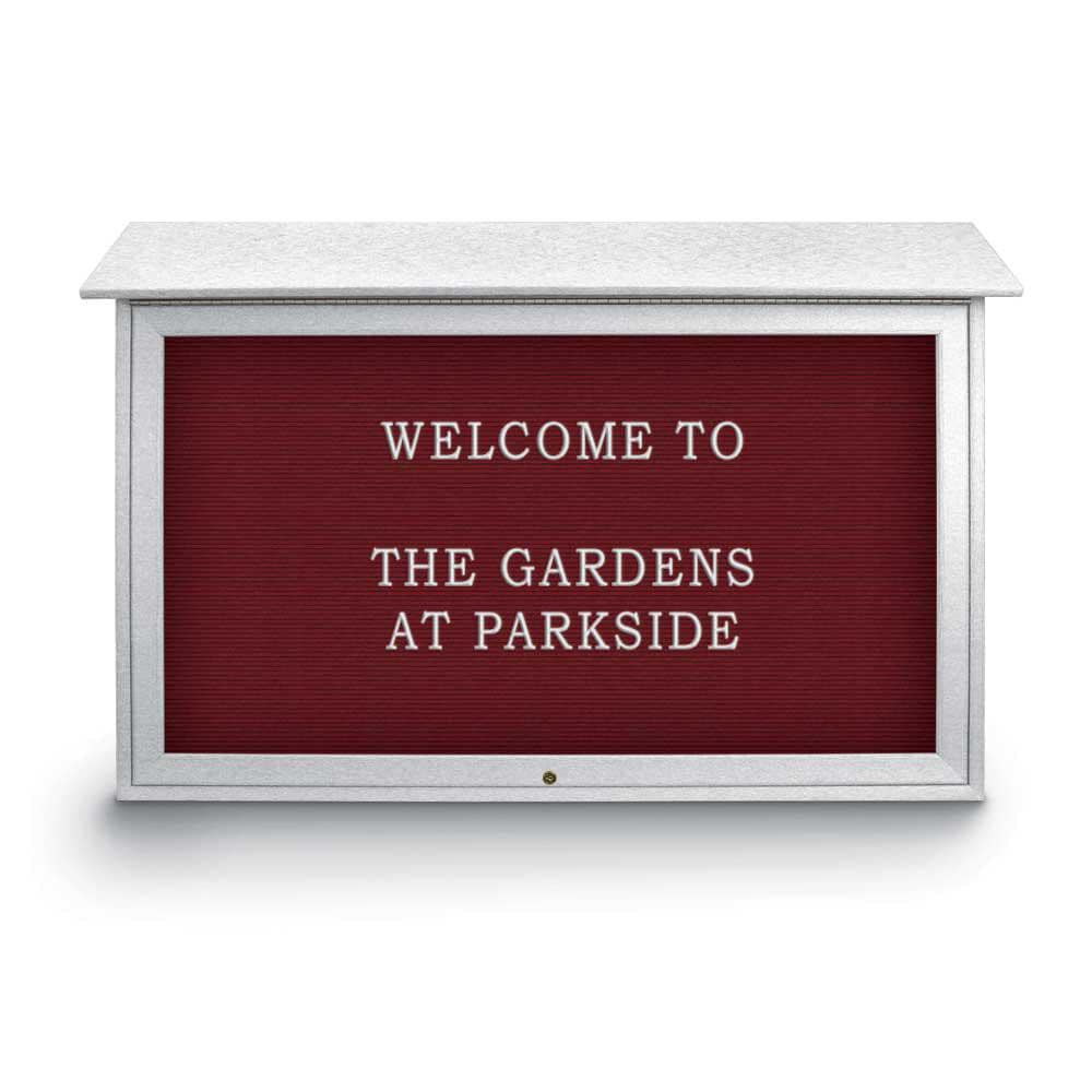 Enclosed Letter Board: 45" Wide, 30" High, Recycled Plastics, White