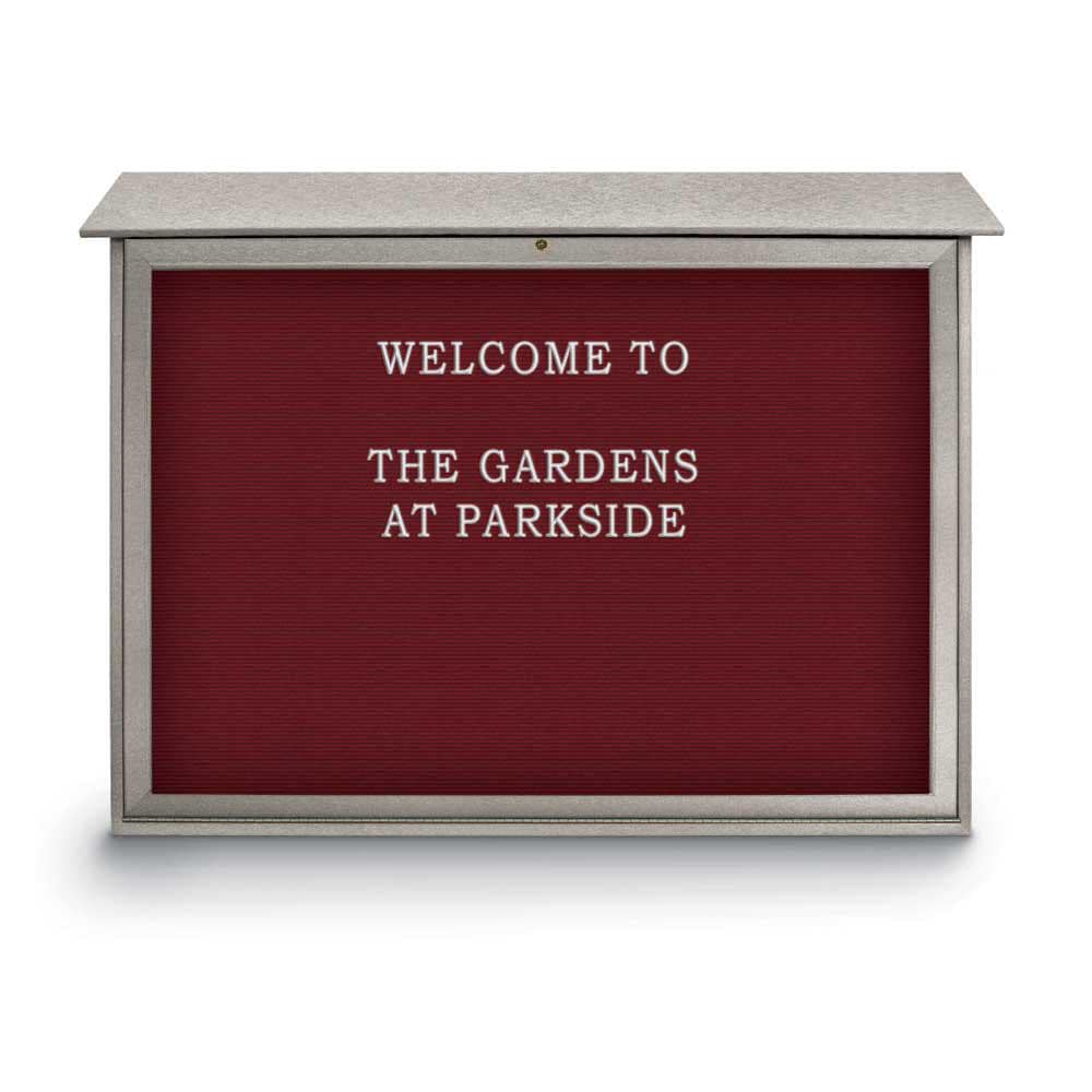 Enclosed Letter Board: 52" Wide, 40" High, Recycled Plastics, Light Gray