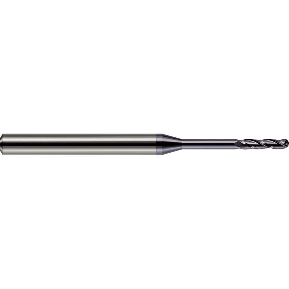 Ball End Mill: 0.0120" Dia, 0.0600" LOC, 3 Flute, Solid Carbide