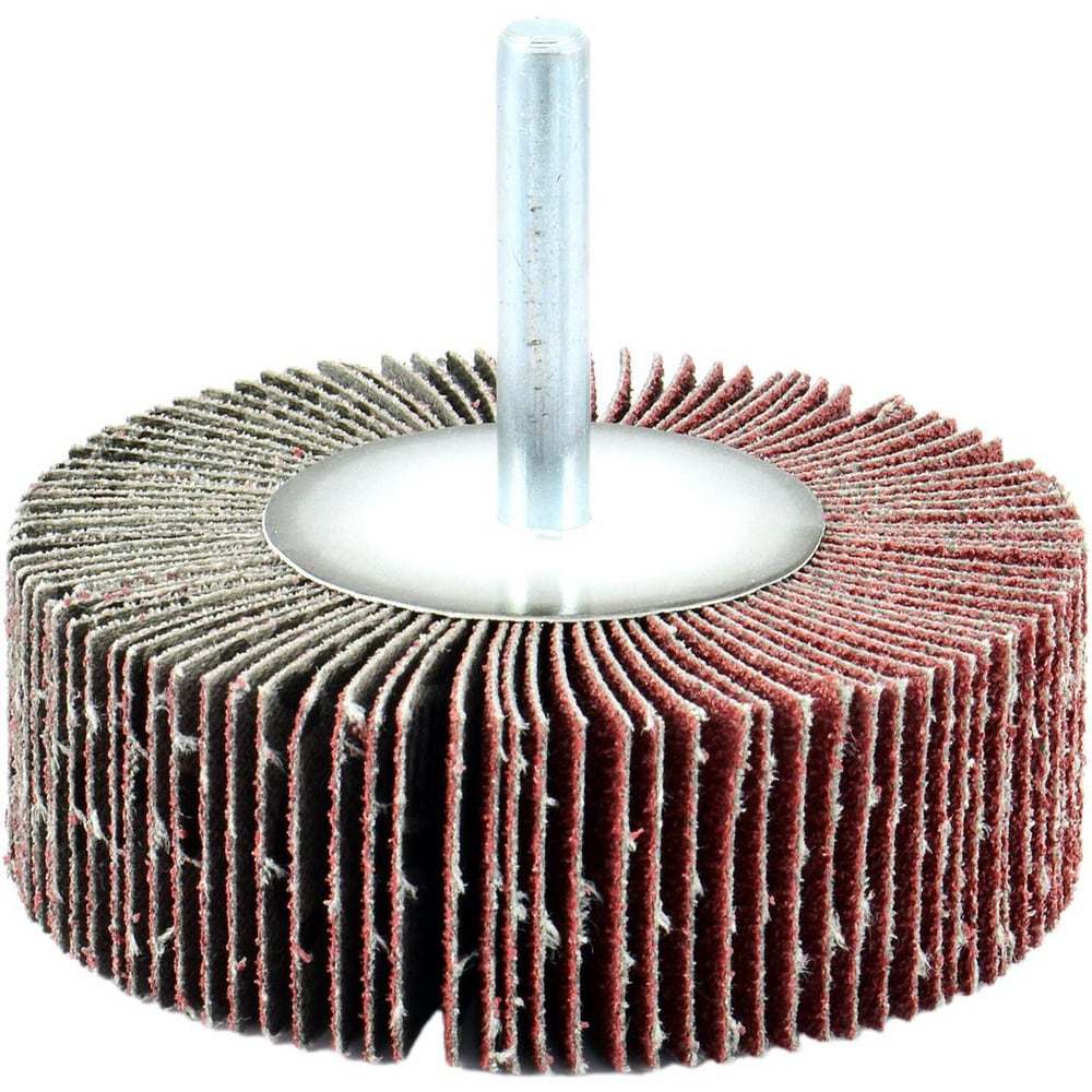 Mounted Flap Wheel: 2" Dia, 3/4" Face Width, 120 Grit, Aluminum Oxide