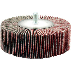 Mounted Flap Wheel: 1-1/2" Dia, 1" Face Width, 60 Grit, Aluminum Oxide