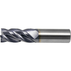 Corner Radius End Mill: 3/16" Dia, 3/4" LOC, 0.25 mm Radius, 4 Flute, Solid Carbide