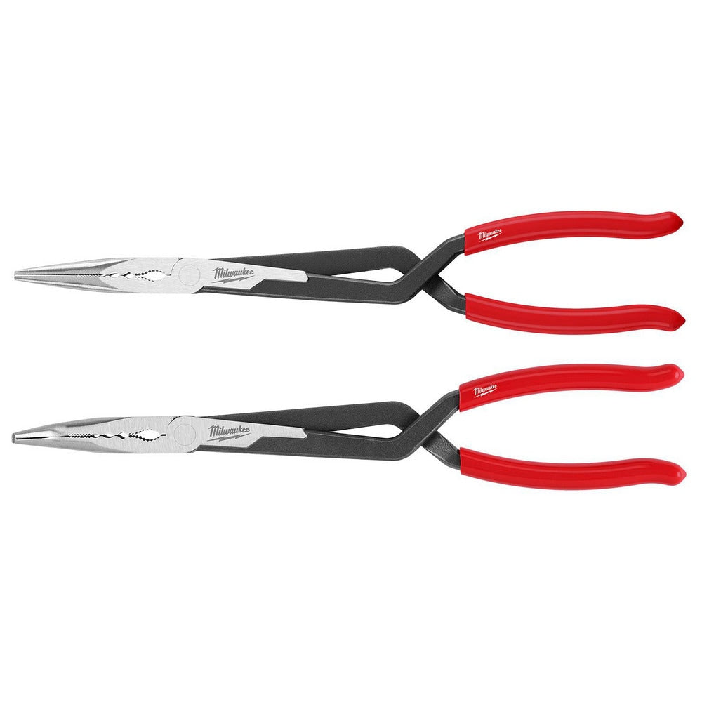 Plier Sets; Plier Type Included: Straight Long Reach Pliers; Container Type: Clamshell; Handle Material: Plastic; Includes: (1) 13" Straight Long Reach Plier, (1) 13" 45 Degree Long Reach Plier; Insulated: No; Tether Style: Not Tether Capable