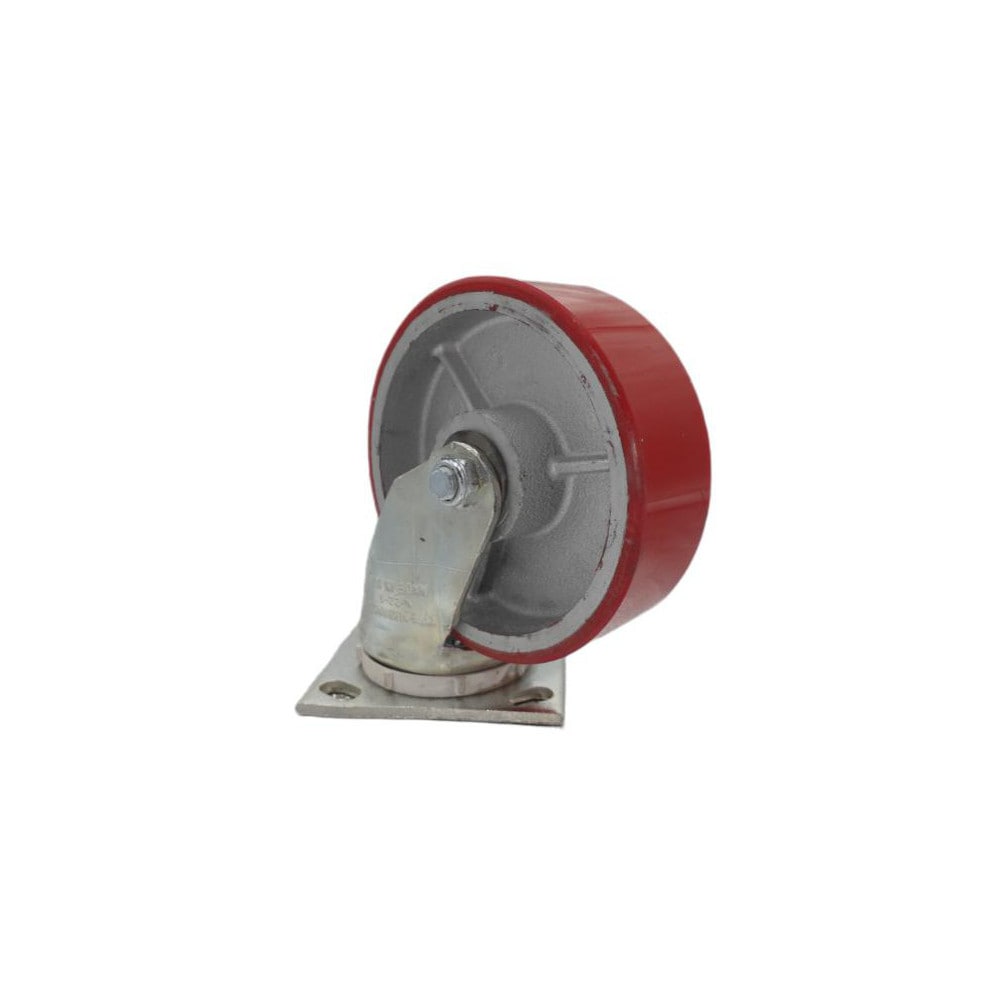 Swivel Top Plate Caster: Polyurethane, 6" Wheel Dia, 2" Wheel Width, 1,200 lb Capacity, 7-1/2" OAH