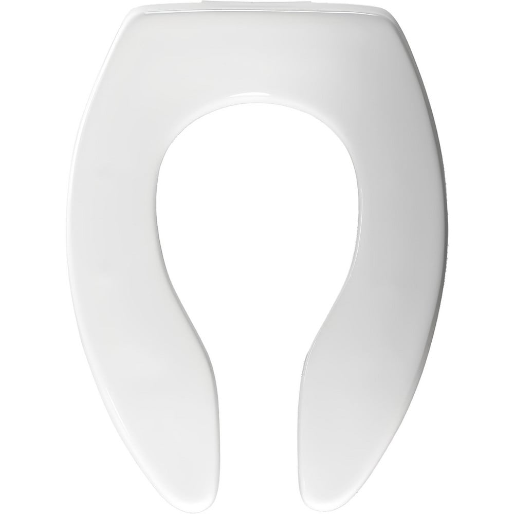 Toilet Seats; Type: Standard, Open; Style: Elongated; Material: Plastic; Color: White; Outside Width: 14.250 in; Inside Width: 7.6250 in; Hinge Design: Stay-Tite;External Check;Stainless Steel; Length (Inch): 18.44 in