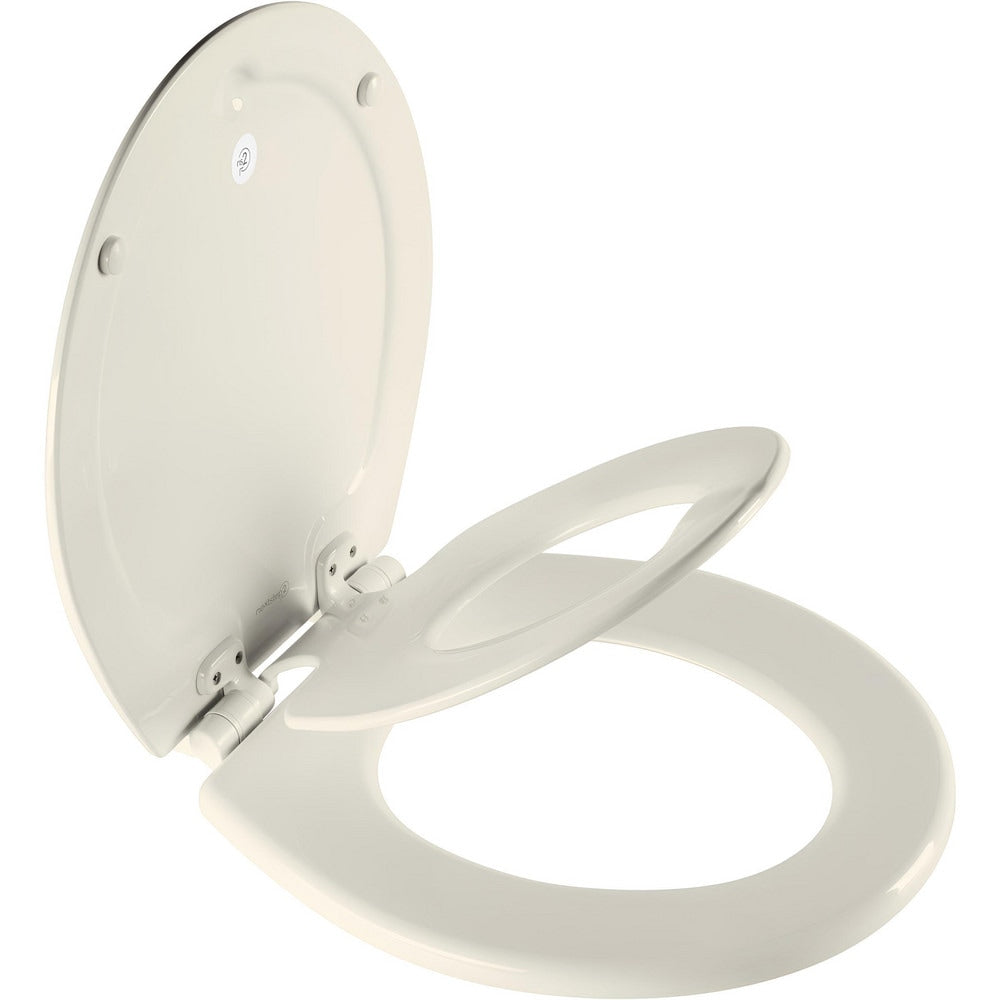 Toilet Seats; Type: Closed, Child; Style: Round; Material: Enameled Wood, Plastic; Color: Biscuit; Outside Width: 14.375 in; Inside Width: 8.3130 in; Hinge Design: Stay-Tite;Slow Close;Lift-Off;Precision Seat Fit; Length (Inch): 15.06 in