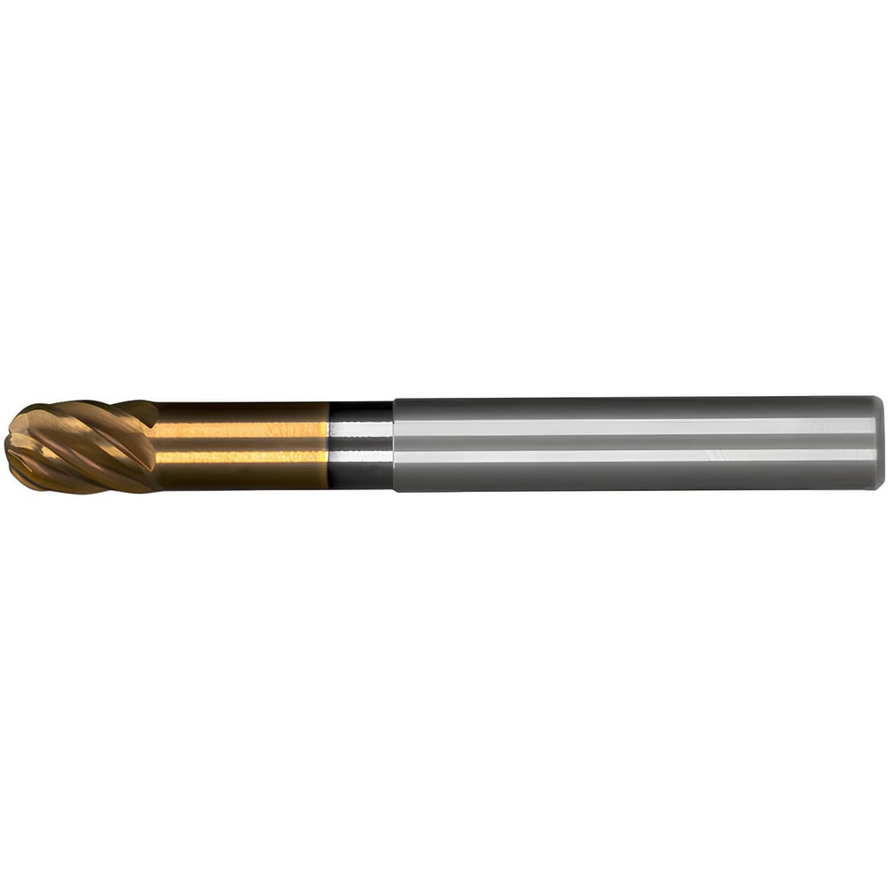 Ball End Mill: 3/8" Dia, 1/2" LOC, 6 Flute, Solid Carbide