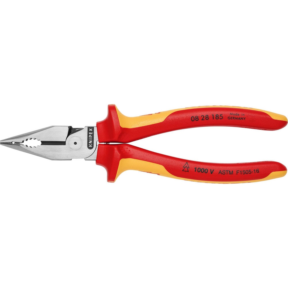 Long Nose Pliers; Pliers Type: Cutting, Combination Needle Nose, Insulated; Jaw Texture: Serrated; Jaw Length (Inch): 1-3/8; Jaw Width (Inch): 3/4