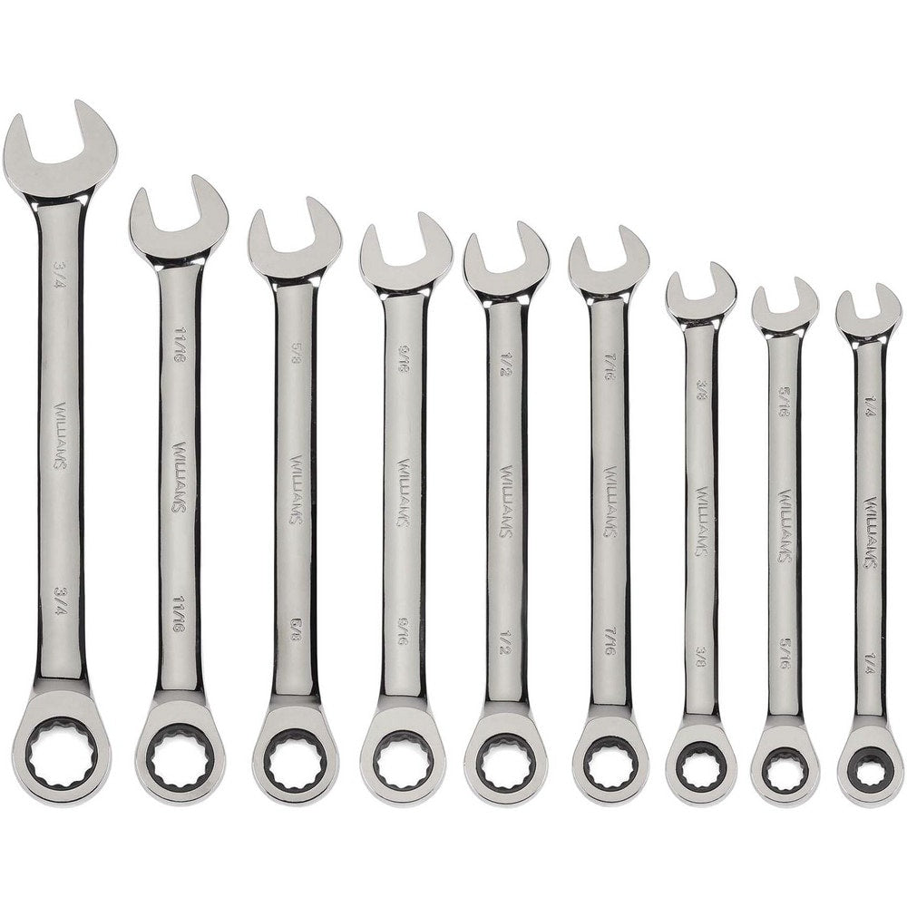 Combination Wrench Set: 9 Pc, Inch