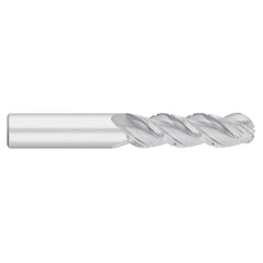 Ball End Mill: 3/8" Dia, 1-1/2" LOC, 3 Flute, Solid Carbide