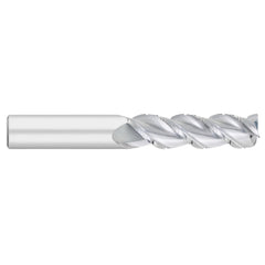 Corner Radius End Mill: 1/8" Dia, 3/4" LOC, 0.0300" Radius, 3 Flute, Solid Carbide