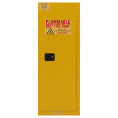 Flammable & Hazardous Storage Cabinets:  24.000 gal Drum, 1.000 Door,  3 Shelf,  Manual Closing,  Safety Yellow