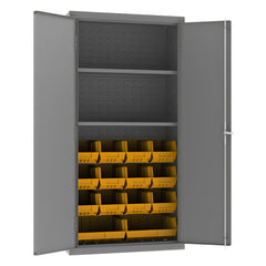 Steel Bin & Shelf Cabinet: 36" Wide, 72" High