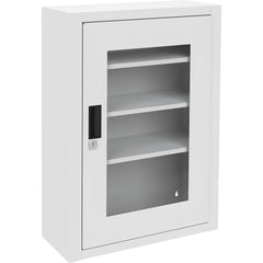 Empty First Aid Cabinets & Cases; Product Type: Medical Cabinet; Material: Steel; Mount Type: Wall; Overall Height: 27 in; Overall Width: 18-1/16 in; Overall Depth: 8-1/8; Shelf Type: Fixed