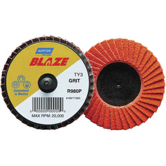 Flap Disc:  3" Dia, 40 Grit, Ceramic Alumina, Flat