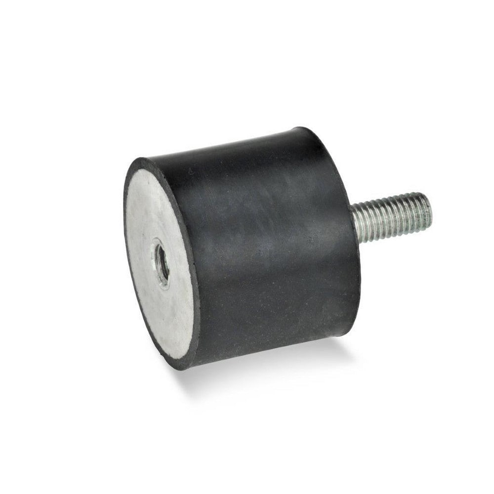 Vibration Isolators; Isolator Type: Plate/Stud; Insert Material: Zinc-Plated Steel; Isolator Material: Natural Rubber; Maximum Load Capacity: 1070.00 N; Top Diameter: 30.00; Bottom Diameter: 30; Thread Size: M8x1.25; Overall Width: 30 mm