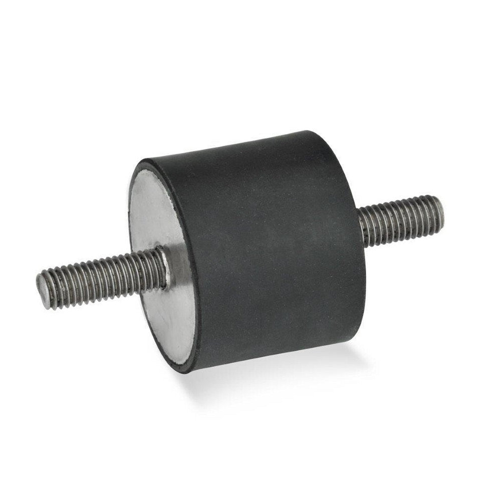 Vibration Isolators; Isolator Type: Stud/Stud; Insert Material: Stainless Steel; Isolator Material: Natural Rubber; Maximum Load Capacity: 1070.00 N; Top Diameter: 25.00; Bottom Diameter: 25; Thread Size: M6x1; Overall Width: 25 mm