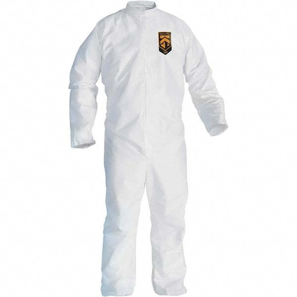 Disposable Coveralls: Size Large, Film Laminate, Zipper Closure