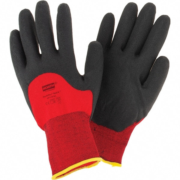 Work Gloves: North NorthFlex Red - NF11X, PVC-Coated Nylon, General Purpose