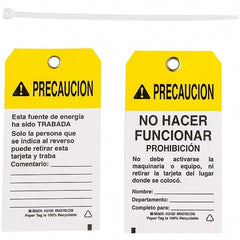 Do Not Operate Tag: 5-3/4" High, 3" Wide, Polyester, "PRECAUCION"