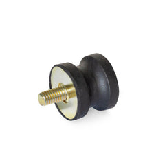 Vibration Isolators; Isolator Type: Plate/Stud; Insert Material: Zinc-Plated Steel; Isolator Material: Natural Rubber; Maximum Load Capacity: 142.00 N; Top Diameter: 15.00; Bottom Diameter: 15; Thread Size: #8-32; Overall Width: 15 mm