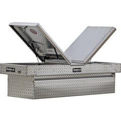 Truck Tool Storage Units; Type: Gull Wing Compact Crossover Box; For Use With: Universal; Color: Silver; Material: Aluminum