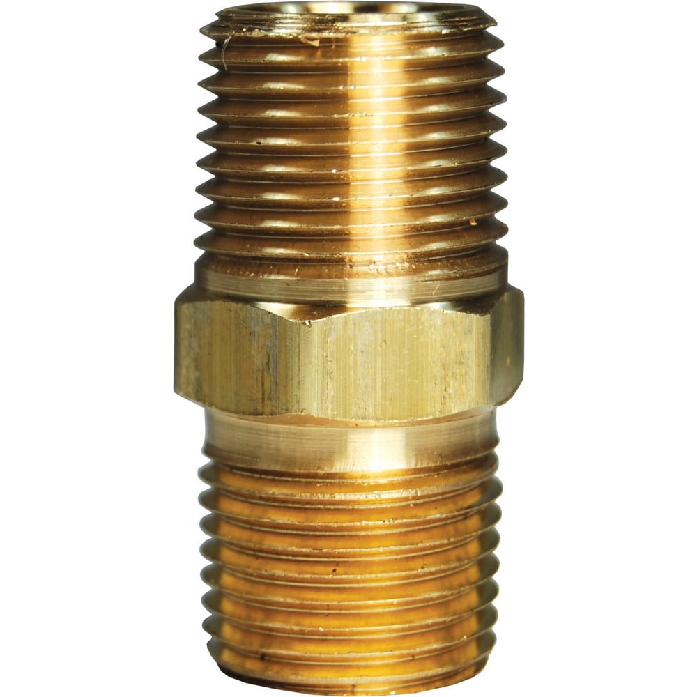 Brass & Chrome Pipe Fittings; Fitting Type: Male Hex Nipple; Fitting Size: 1/8; End Connections: MNPT; Material Grade: CA360; Connection Type: Threaded; Pressure Rating (psi): 1000; Fitting Shape: Straight; Thread Standard: NPTF