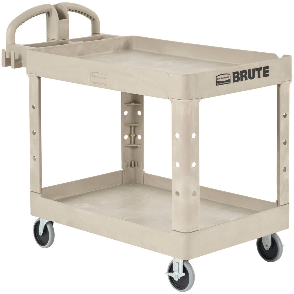 Service Utility Cart: 39" Long, 18" Wide, Resin, 500 lb Capacity, Beige